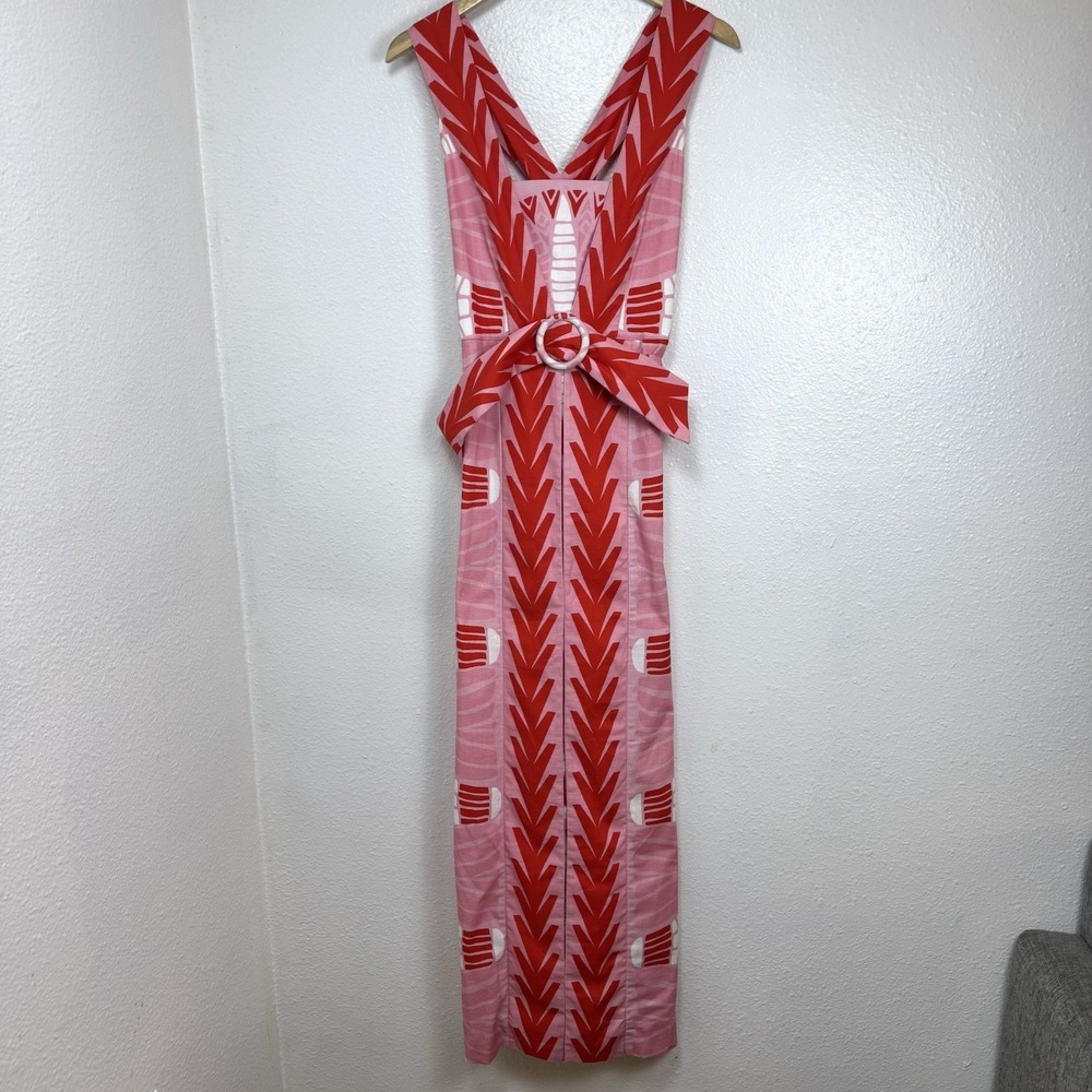 CK Bradley Gwendolyn Maxi Dress Papyrus Geranium Women's Small Pink Red Belt